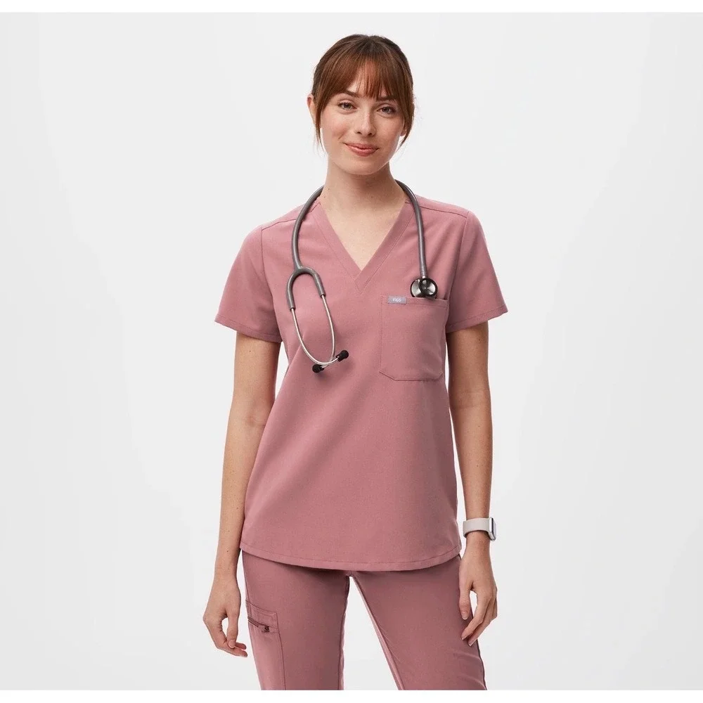 FIGS Catarina Top Zamora Jogger Scrub Set Mauve Pink XS